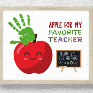 Teacher appreciation gift, Apple for my teacher, Handprint craft, Kids Child Preschool art, Printable art, Instant download