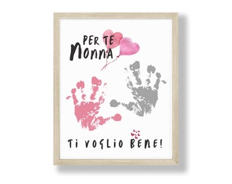 Per Te Nonna, Ti voglio bene, Keepsake, Handprint art craft, Birthday card, Footprint, DIY Printable, Kids, Toddler craft, Preschool
