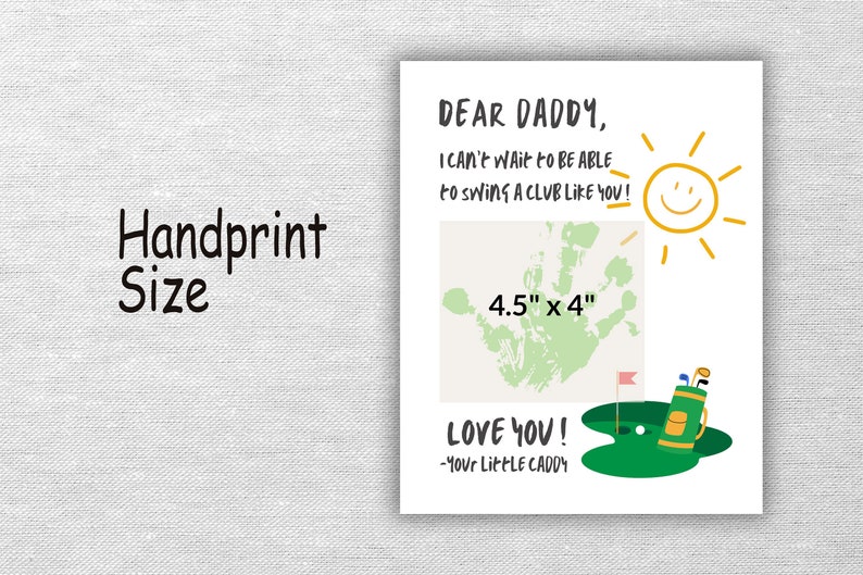 Handprint for golfer Daddy, DIY art craft, Birthday handprint, Fathers Day, Valentine's Day, DIY Printable, Preschool, Child, Toddler, Kids image 4