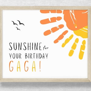 GAGA handprint craft, Sunshine card, DIY Birthday keepsake, GAGA gift, Child Toddler Baby, Preschool art, Printable, Instant download