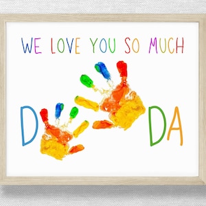 Handafdruk voor DADA, DIY voetafdruk aandenken, kleuterschool ambacht, handafdruk ambachtelijke verjaardag Vaderdag, baby kind peuter handafdruk kaart