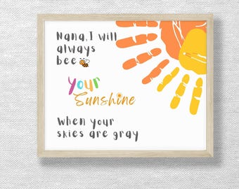 Nana I Will Always Bee Your Sunshine Keepsake, Preschool Art Craft (Digital Download)