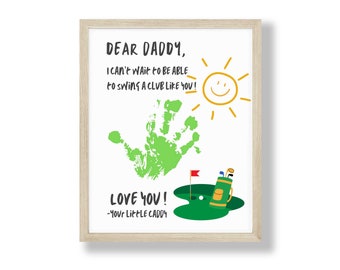 Handprint for golfer Daddy, DIY art craft, Birthday handprint, Fathers Day, Valentine's Day, DIY Printable, Preschool, Child, Toddler, Kids