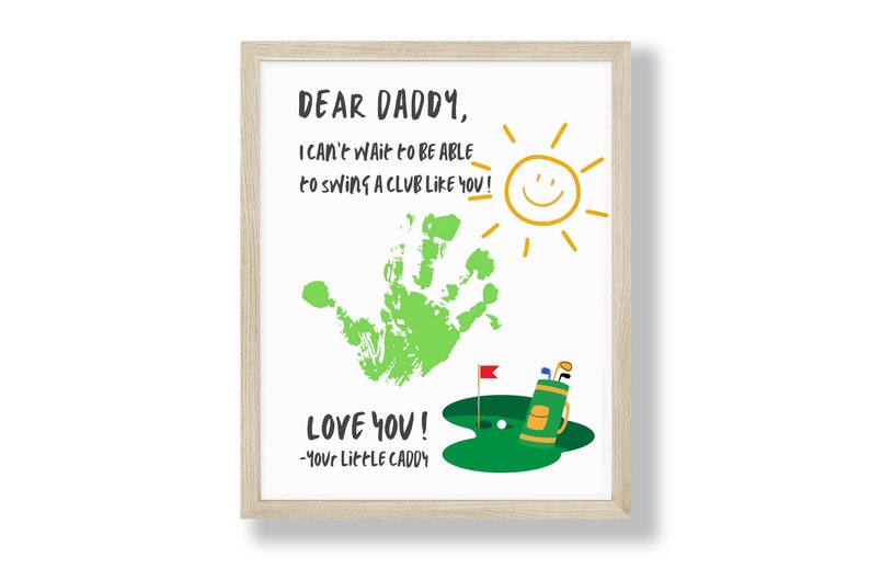 Handprint for golfer Daddy, DIY art craft, Birthday handprint, Fathers Day, Valentine's Day, DIY Printable, Preschool, Child, Toddler, Kids image 1