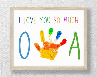 Handprint for OPA / OMA, DIY keepsake, Valentine handprint, Preschool craft, Birthday Father's Day, Baby Child Toddler footprint card