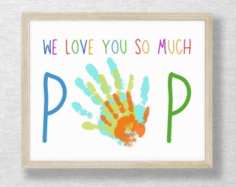 Handprint for POP, DIY Handprint craft, Father Grandfather birthday keepsake, Valentine Day, Baby Child Toddler, Preschool art, Kid keepsake