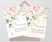Grandma special occasion gift set/ Grandma birthday greeting card/ Grandmother I love you card/ Printable grandma card/ gold leaves card