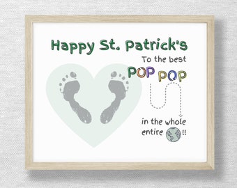 Pop Pop footprint / handprint, St Patrick's Day craft, DIY Pop Pop gift, St Pats, Kids toddler child, DIY craft, Printable Download