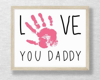 Handprint craft, Love you Daddy DIY birthday or Valentine handprint, Father's Day, birthday project, classroom craft, Preschool project