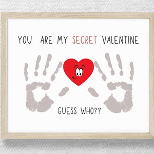 Huella secreta de la mano de San Valentín, Tarjeta del Día de San Valentín DIY, Proyecto de arte en el aula, Huella, Niño, Preescolar, Manualidad para niños pequeños, Manualidad para padres e hijos