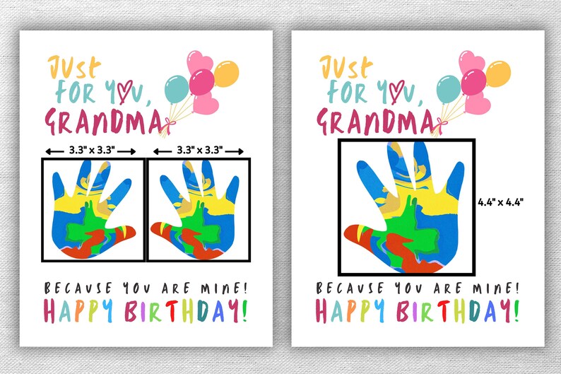 Just for you Grandma keepsake, Handprint art craft, Birthday card, Footprint, DIY Printable, Kids, Toddler craft, Preschool image 4