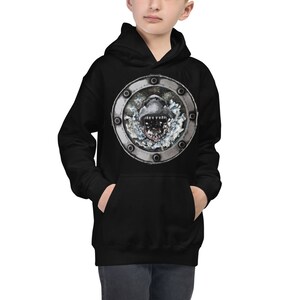 Einzigartige nautische Design Hai Angriff | Kinder Unisex Hoodie | Handgemachte Kunstwerk