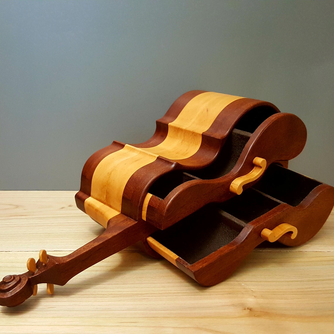 Elegant jewelry bandsaw box violin high quality mahogany and Etsy