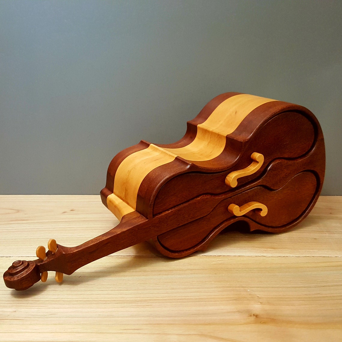 Elegant jewelry bandsaw box violin high quality mahogany and Etsy