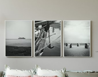 3er Poster Set - Nordsee - schwarz weiß |  Wandbild | Fine Art Print | Fotografie | Kunstdruck - verschiedene Größen wählbar