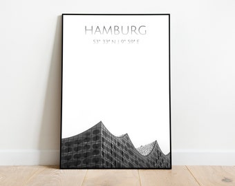 Kunstdruck - Koordinaten Hamburg | Fotografie | Fine Art Print - als Poster, Leinwand, Acrylglas oder Aludibond - verschiedene Größen