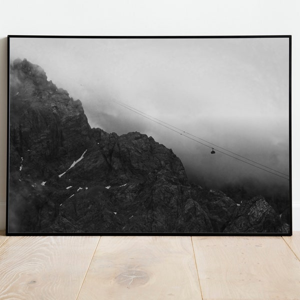 Kunstdruck - Seilbahn im Nebel | Fotografie | Fine Art Print - als Poster, Leinwand, Acrylglas oder Aludibond - verschiedene Größen