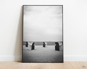 Stampa d'arte - Beach | in bianco e nero Fotografia | Fine Art Print - come poster, tela, vetro acrilico o Aludibond - diverse dimensioni