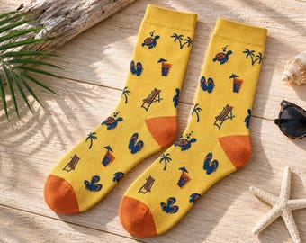 Men's Pima Cotton Sea Turtle Beach Socks – Coastal Gift for Him