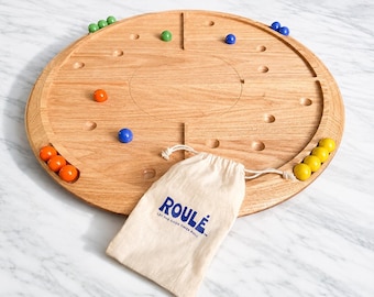 Solid Wood Roulé Marble Board Game – Strategic Family Game Night Gift
