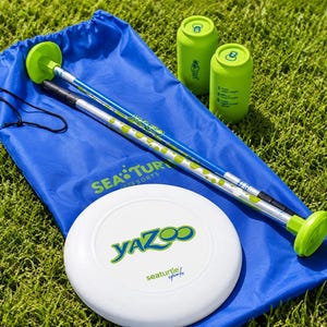 Portable Polish Horseshoes Disc Toss Game – Aluminum Poles, Carry Bag (175g Disc)