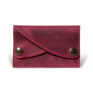 Leder Portemonnaie | handgefertigte Geldbörse magenta | Geldbeutel | klein | minimalistischer Style