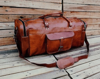 Leather Weekender Bag, Leather Duffle Bag, Large Travel Bag, Leather overnight bag , Halsall Bag, Groomsmen Gift Bag, Leather Gym Bag