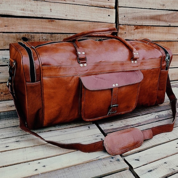 Leather Weekender Bag, Leather Duffle Bag, Large Travel Bag, Leather overnight bag , Halsall Bag, Groomsmen Gift Bag, Leather Gym Bag