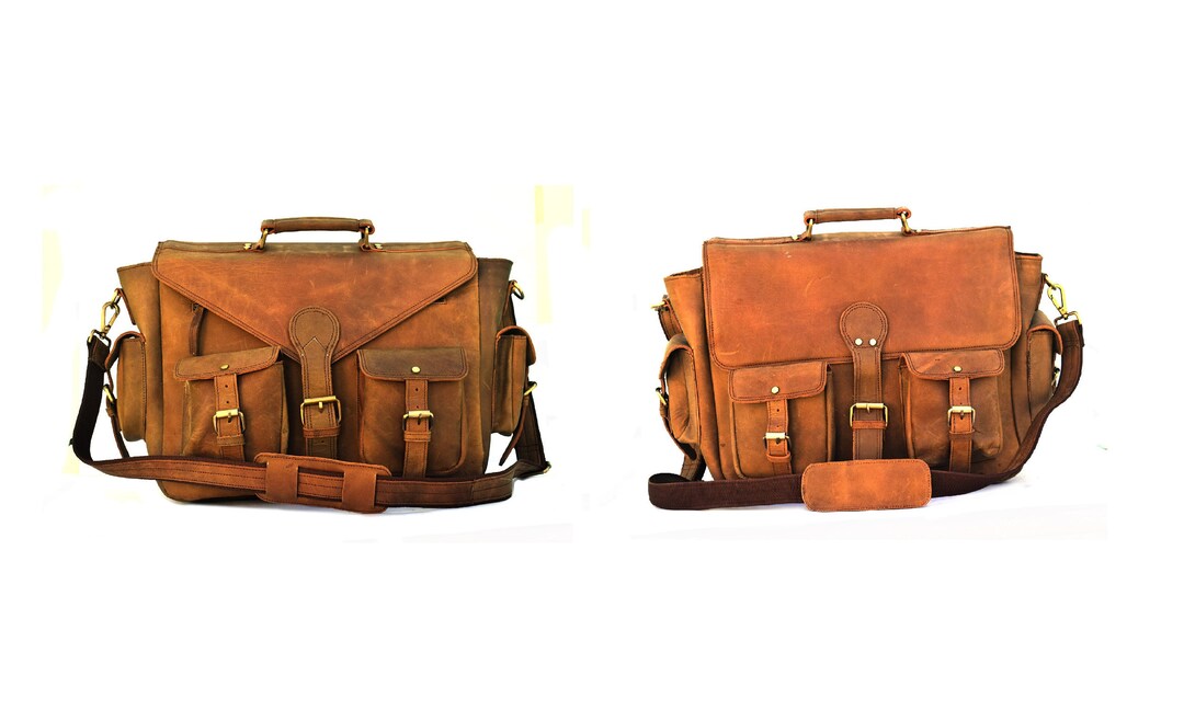 Genuine Buffalo Leather Messenger Bag Vintage Crossbody Etsy