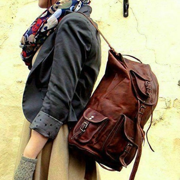 New Leather Rucksack / Leather Backpack / Travel Bag/Laptop Bag For Men's and Women's