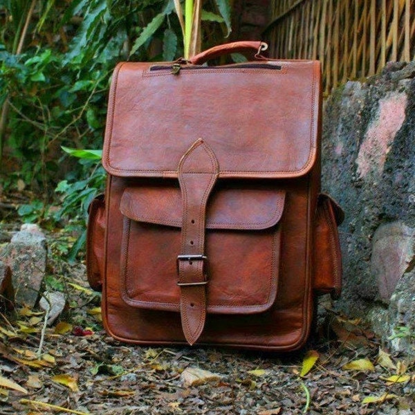 Handmade backpack, Vintage Brown Full Grain Leather Backpack Rucksack Women Laptop Bag, Traveling Office Backpack for unisex