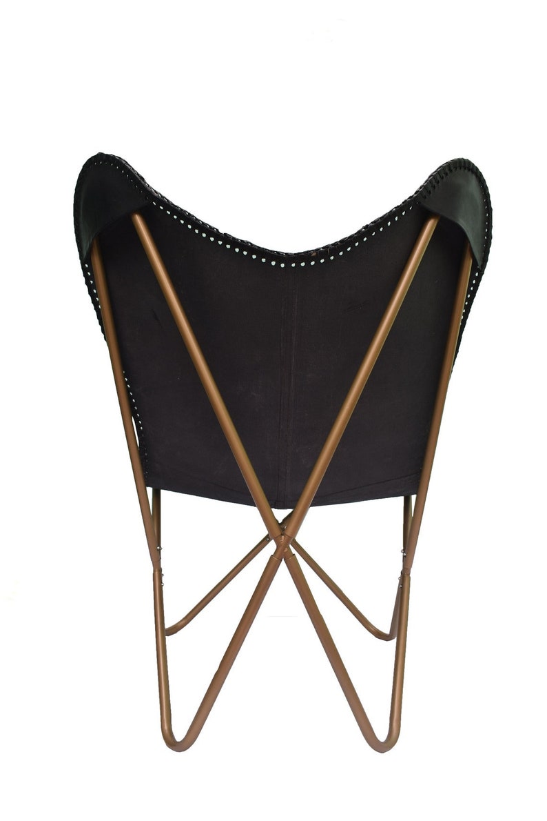 Leather Butterfly Chair Handmade Chair Foldable Chair Black Etsy