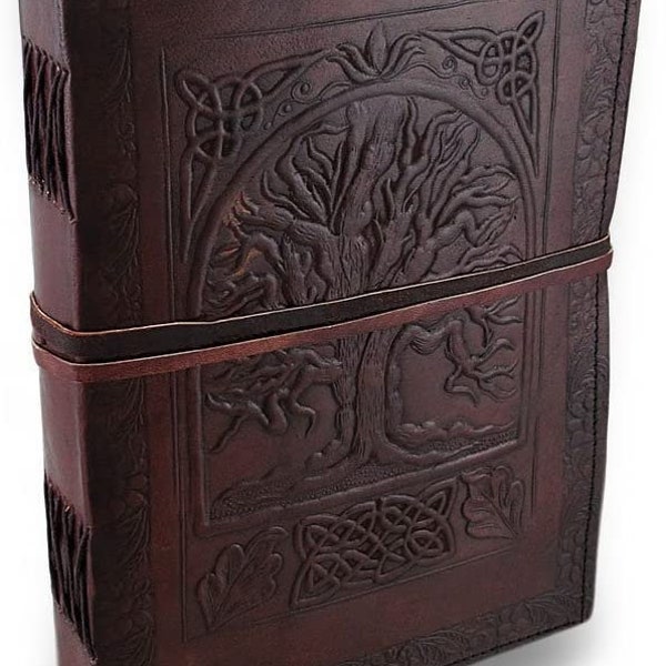 Vintage Tree of Life Leather Cover Blank Book Spell Book Drawing Sketch Book Christmas Gift for Men & Women