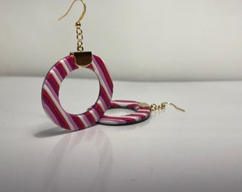 Crest stripes polymer clay earrings