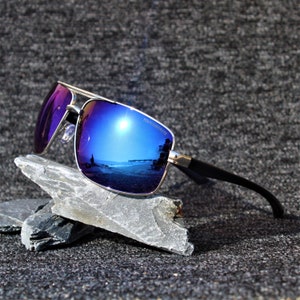 The DEEP Rectangular Sunglasses for Men Aluminium Frames Polarized Mirror Lenses