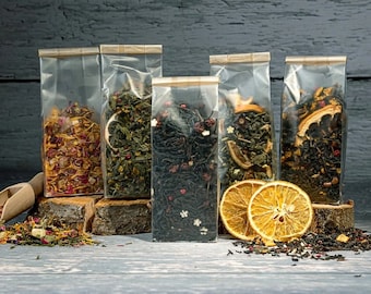 Tea Gift Set Sample Teas Loose Leaf Black Green Sencha Pur Eh Rooibos Christmas Gift UK