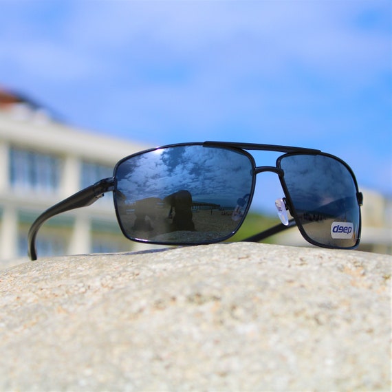Sunglasses UV400 for Men Women/black Lens/cool Fishing Golf Sun Glasses/ eyewear Outdoor Rectangular FBI Shape 