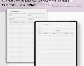 Tracker digitale dei pagamenti dei debiti / Pianificatore di rimborso prestiti e crediti (set di 2 tipi) / GoodNotes, PDF compatibile con tablet