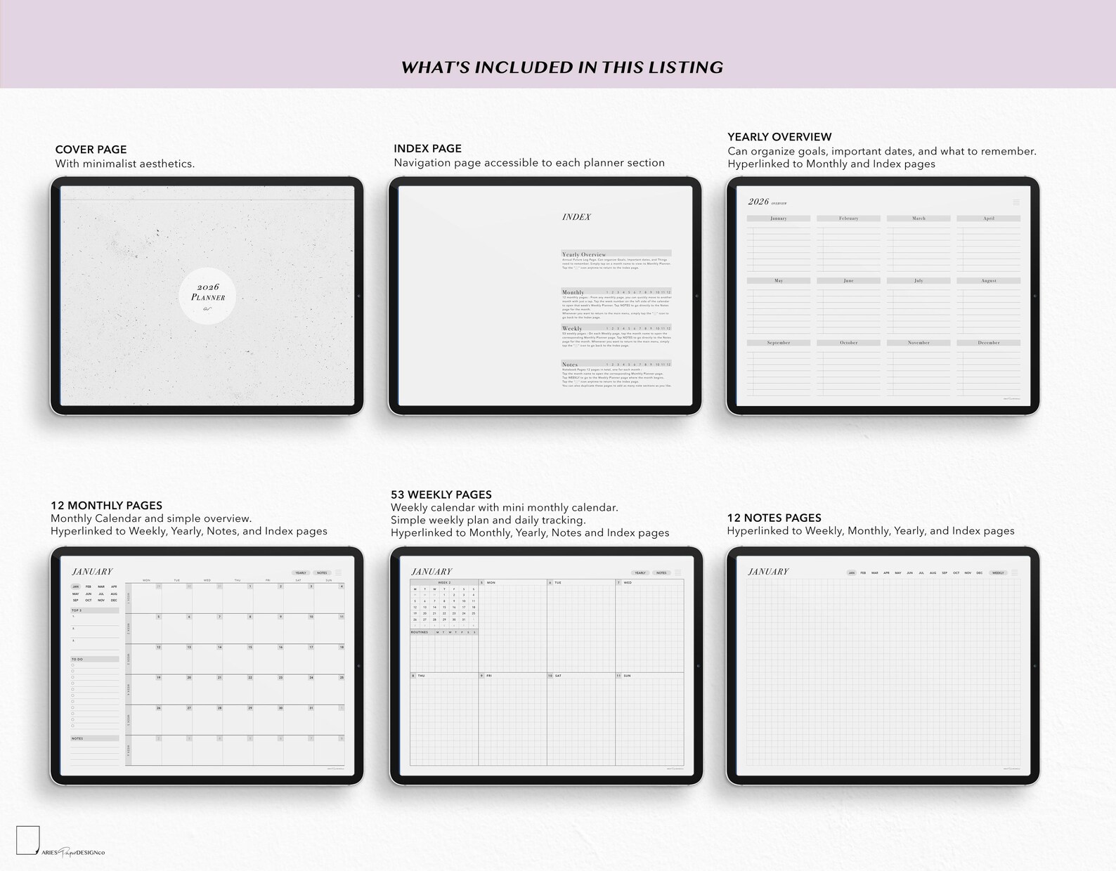 2026 Digital Planner – Monthly & Weekly Calendar, Landscape Layout | 7 ...