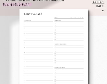 Planner giornaliero stampabile / Pagina giornaliera non datata / Planner minimo (download PDF)