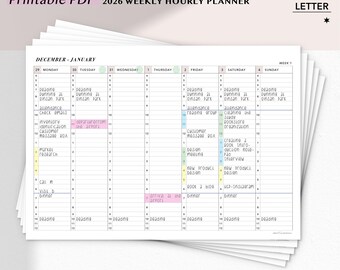 Agenda settimanale oraria 2026 / Scheda di pianificazione del tempo stampabile (formato A4 e US Letter)