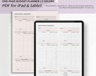 Pianificatore di budget per buste paga digitale / GoodNotes e PDF adatto ai tablet