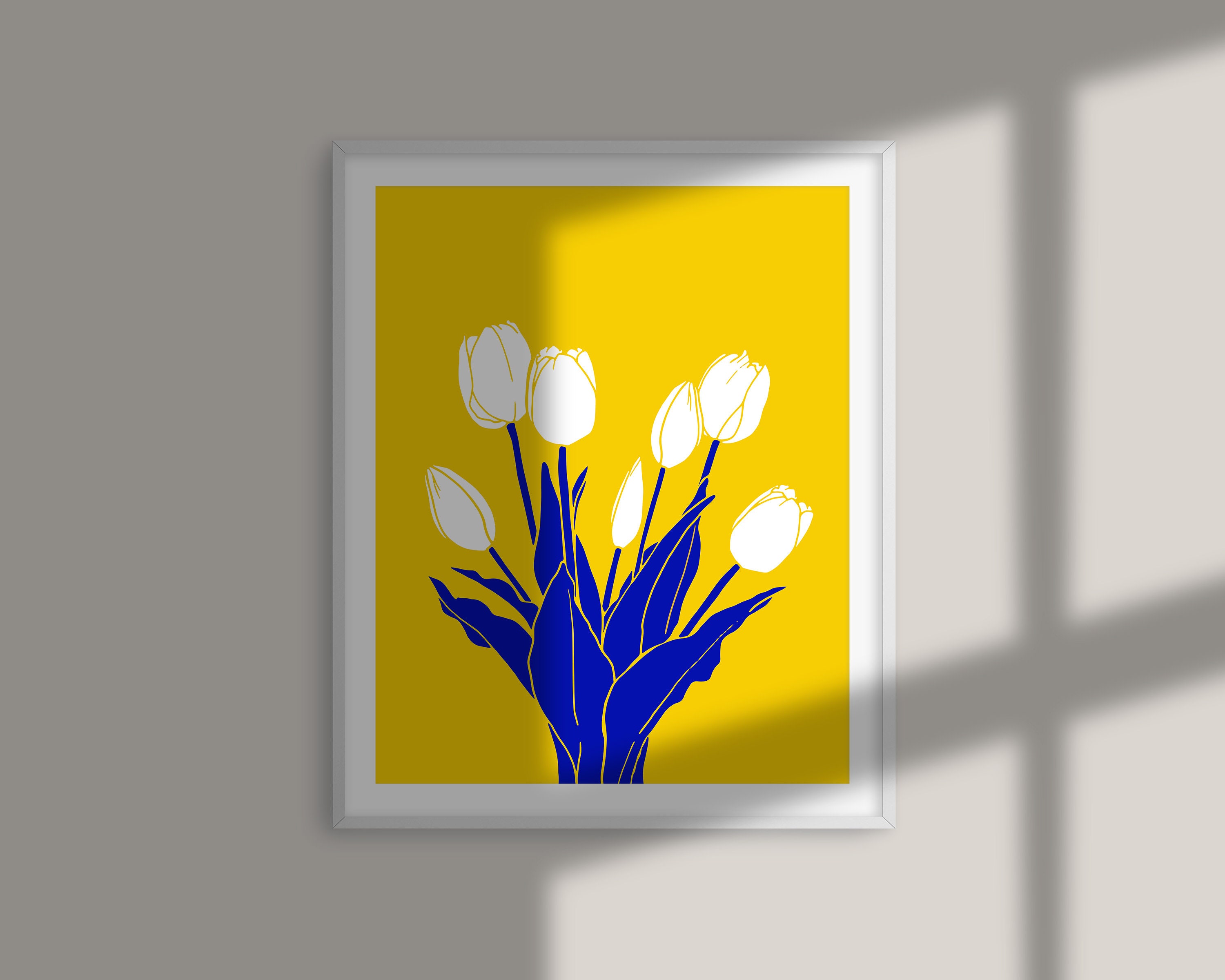 Tulip Floral Wall Art Minimalist Downloadable Art Abstract Etsy