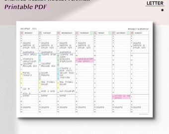 Agenda settimanale oraria stampabile / Formato orizzontale A4 e US Letter (PDF)