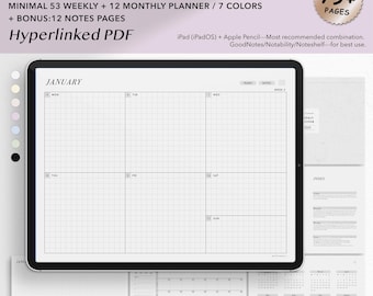 2026 Minimalist Landscape Monthly & Weekly Digital Planner – 7 Color Collection | Hyperlinked PDF for GoodNotes