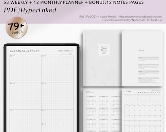 Planner digitale minimalista 2026 – Layout settimanale con collegamenti ipertestuali (PDF)