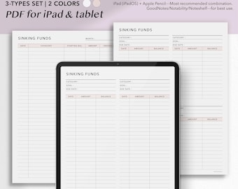 Sinking Funds Tracker digitale / Planner di risparmio verticale di una pagina (set di 3 tipi) / GoodNotes e PDF compatibile con tablet