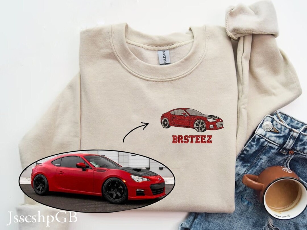Custom Embroidered Car Sweatshirt, Custom Car Embroidered Hoodie Using