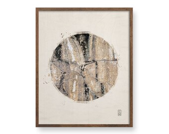 Neutralny nowoczesny abstrakcyjny zen koło akwarela sztuka, minimalistyczny wystrój ścienny, skandynawska sztuka ścienna, geometryczne kształty sztuka ścienna, wystrój w odcieniach ziemi