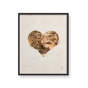 Hearts Textured Painting Wall Art Print Poster, Retro Hearts Playing Card Deck Print, Distressed Card Suit Symbol, Urban Graffiti Wall Decor